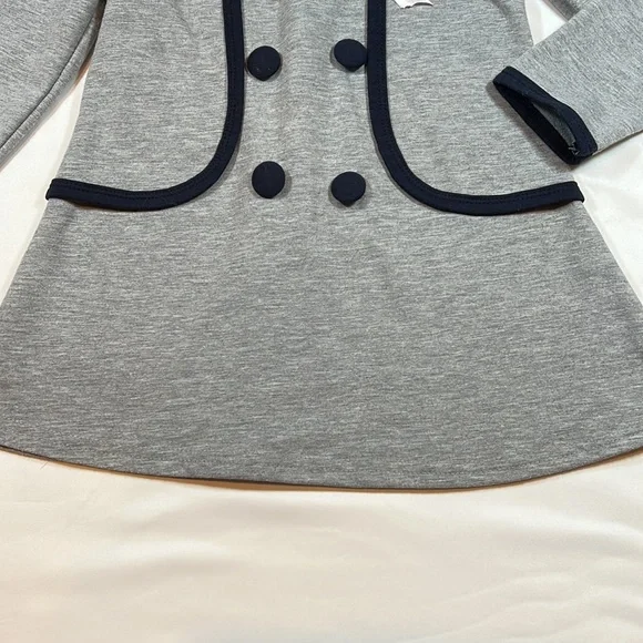🎀Little Baby Girls Grey with Navy trim Dress Size 100 (3T) - Picture 3 of 7